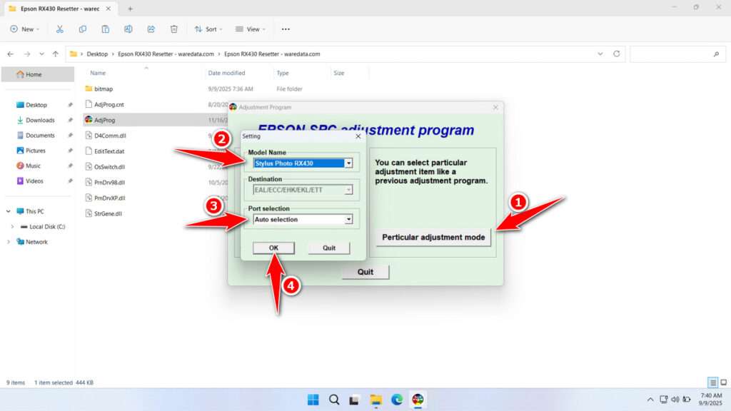 How to Use Epson RX430 Resetter - Step 1