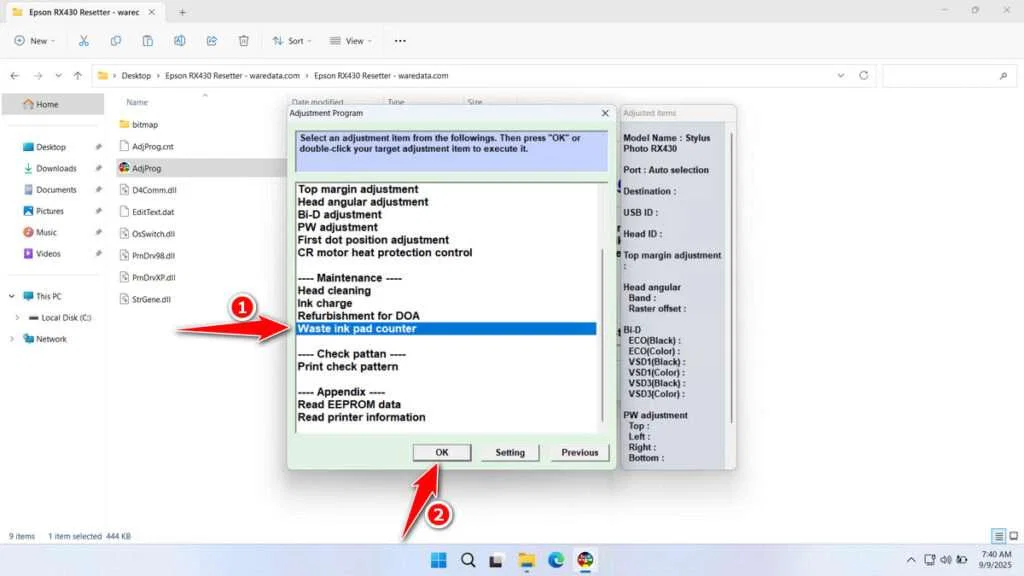 Epson RX430 Resetter 3 How to Use Epson RX430 Resetter - Step 2