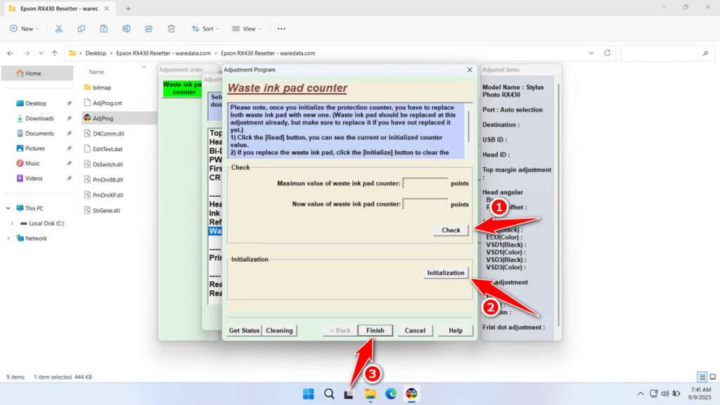 How to Use Epson RX430 Resetter - Step 3