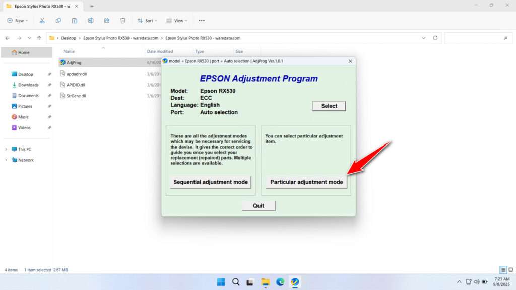How to Use Epson RX530 Resetter - Step 1