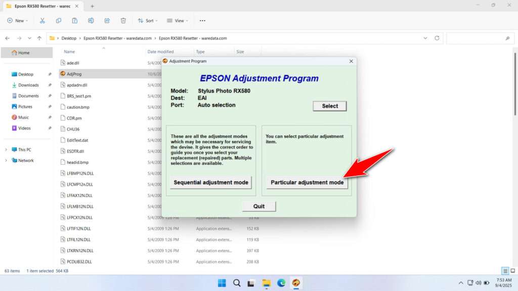 How to Use Epson RX580 Resetter - Step 1