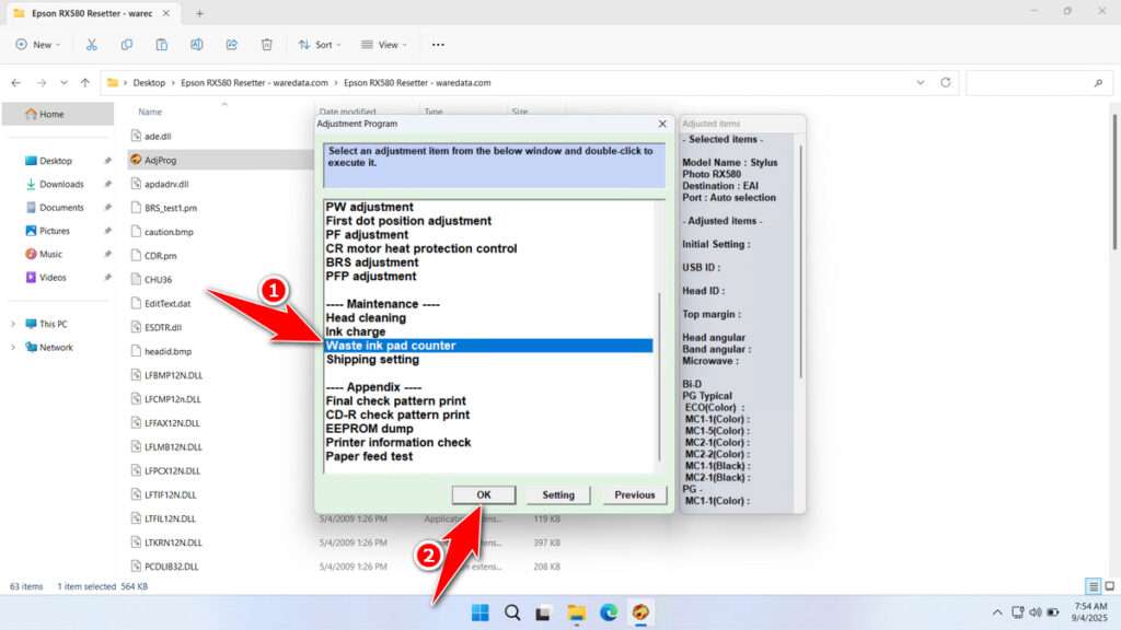 How to Use Epson RX580 Resetter - Step 2