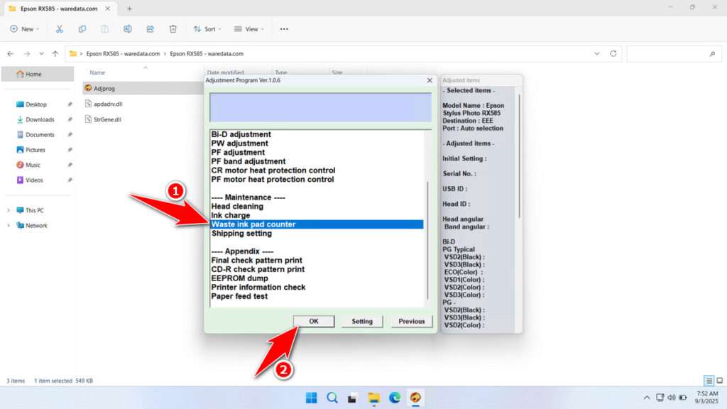 How to Use Epson RX585 Resetter - Step 2