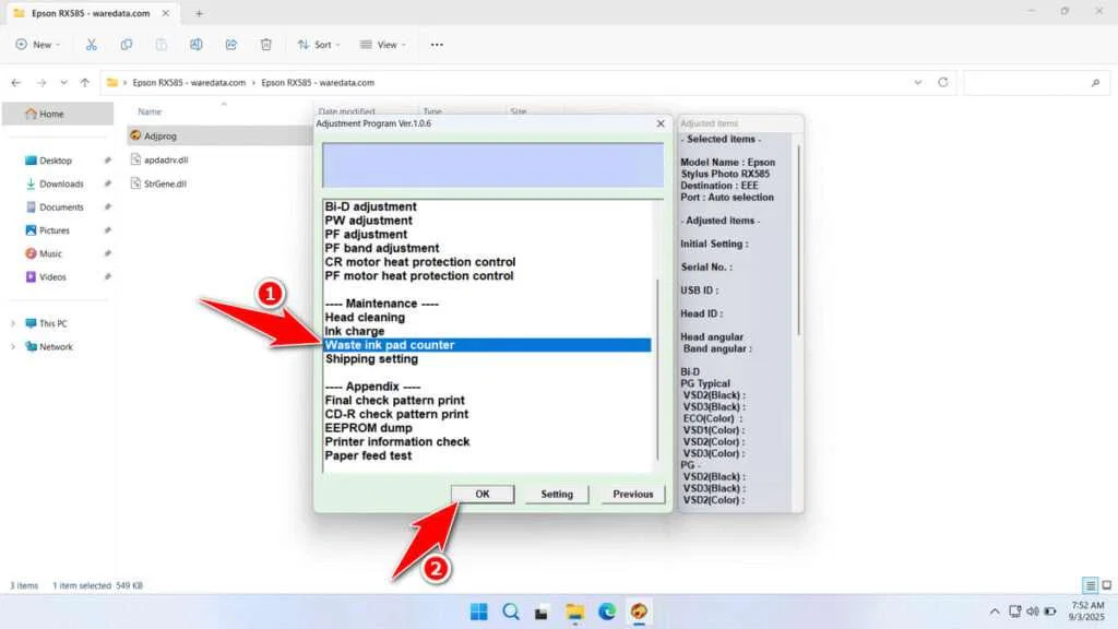 Epson RX585 Resetter 3 How to Use Epson RX585 Resetter - Step 2