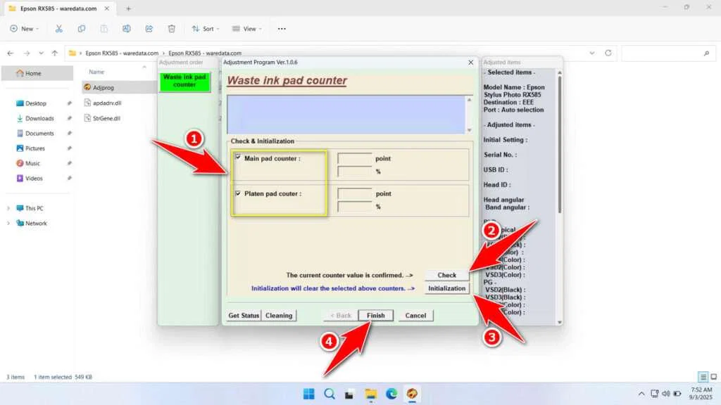 Epson RX585 Resetter 4 How to Use Epson RX585 Resetter - Step 3