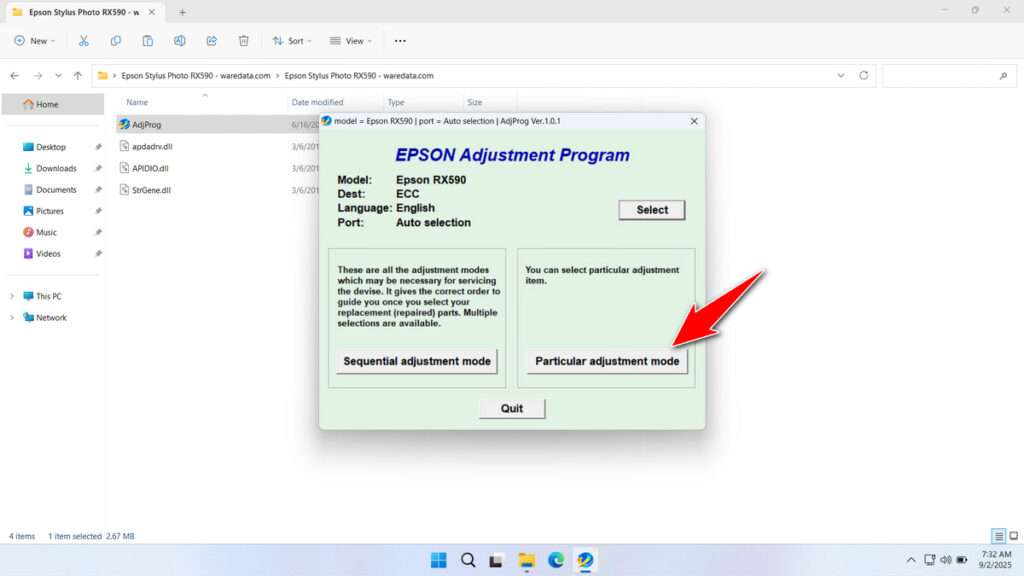 How to Use Epson RX590 Resetter - Step 1