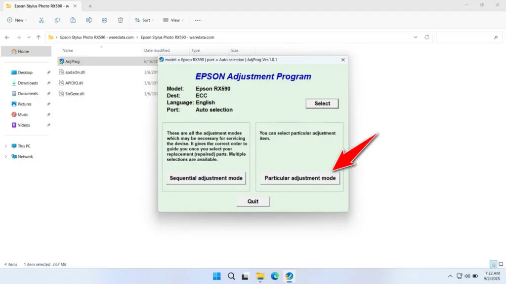 How to Use Epson RX590 Resetter - Step 1