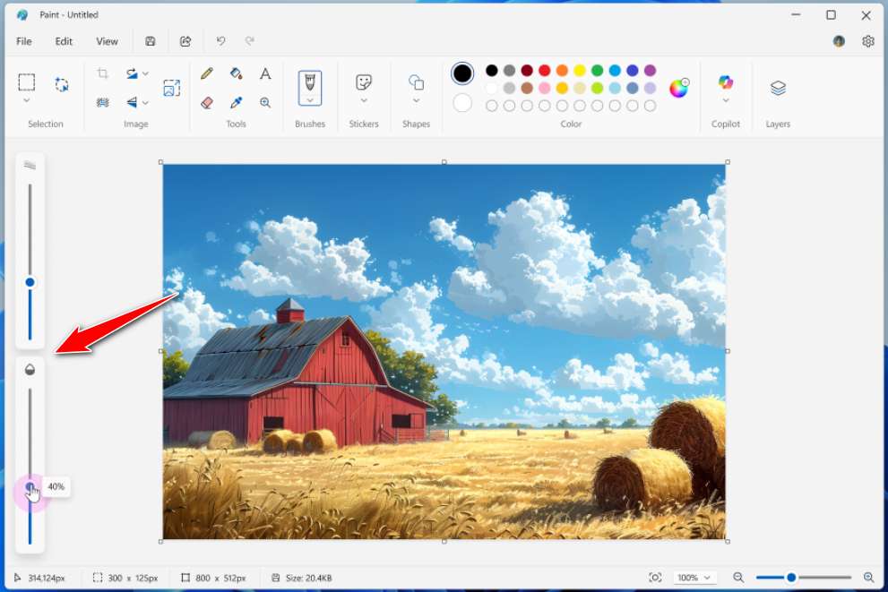 Slider opacity in Paint