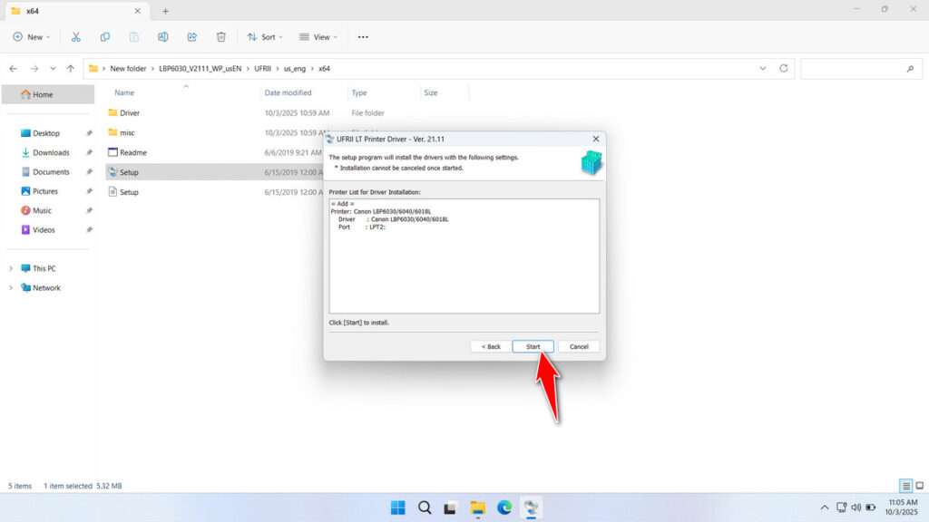 How to Install Canon LBP6030w Printer Driver - Step 5