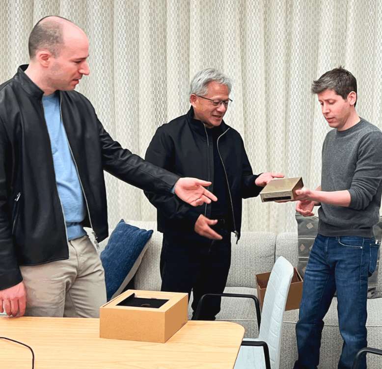 Jensen Huang Hands Over DGX Spark to Sam Altman