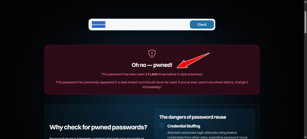 Passwords pwnded checker