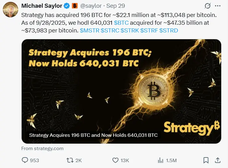 MicroStrategy Buys $22M in Bitcoin, Dilution Fears Grow 2 Strategy has acquired 196 BTC for ~$22.1 million