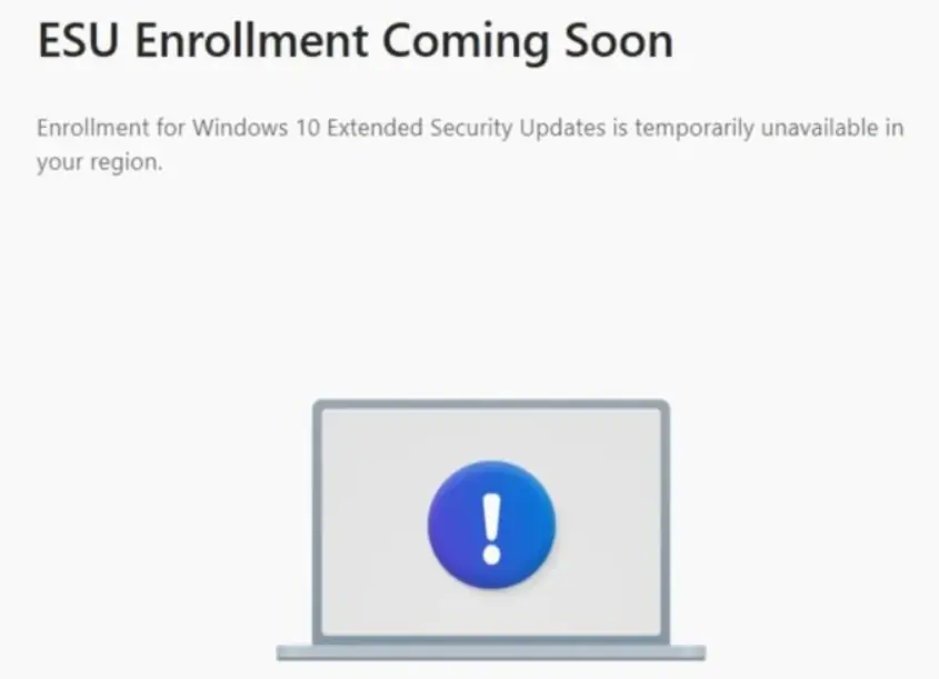 Extended security updates temporarily unavailable