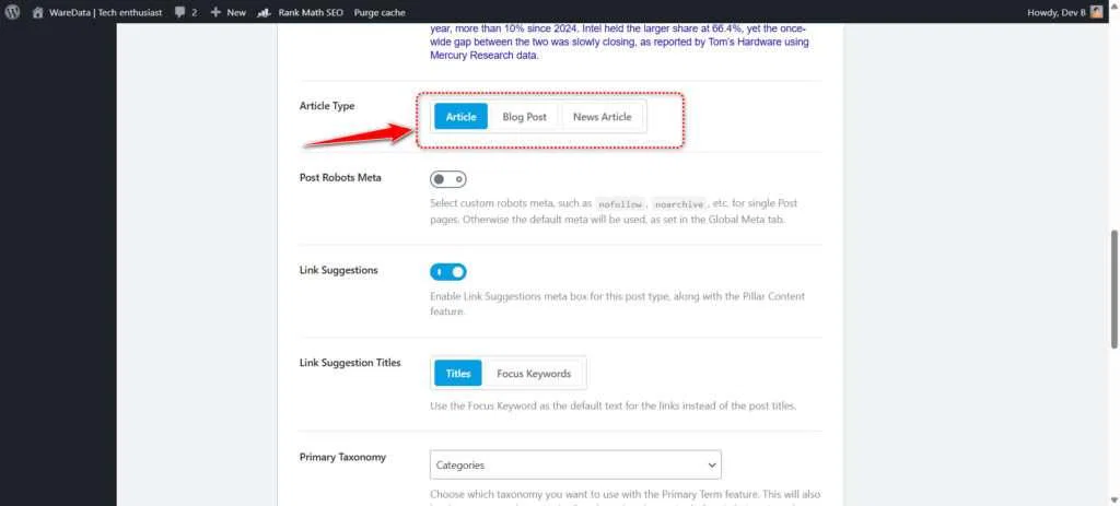 How to Set Different Schema Markup for Each Post with Rank Math 4 How to Set Up Schema Markup in Rank Math via the Titles & Meta Menu - Step 2