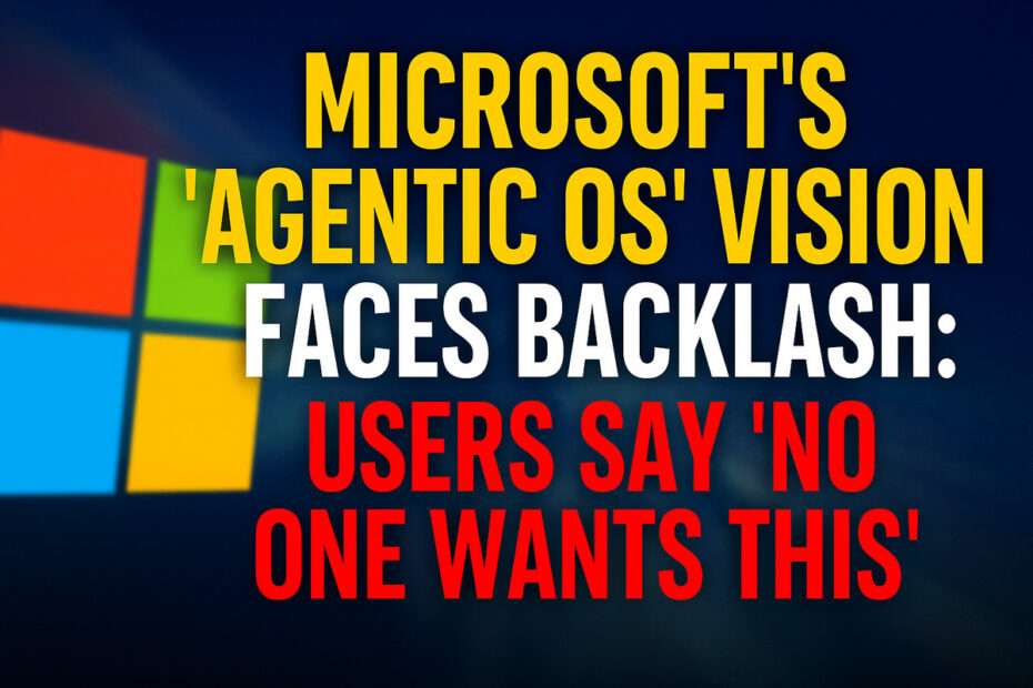Microsoft's 'Agentic OS' Vision Faces Backlash: Users Say 'No one wants this' 1 Microsoft's 'Agentic OS' Vision Faces Backlash - Users Say 'No one wants this'
