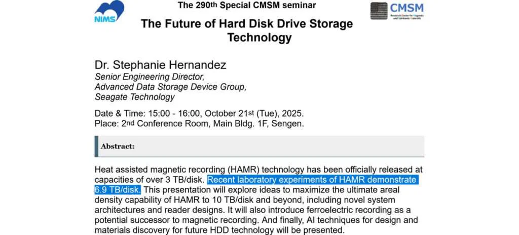 Seagate Claims Next-Gen HAMR Tech Will Enable 10TB Per HDD Platter 2 Recent laboratory experiments of HAMR demonstrate 6.9 TB/disk