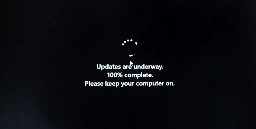Windows update screen