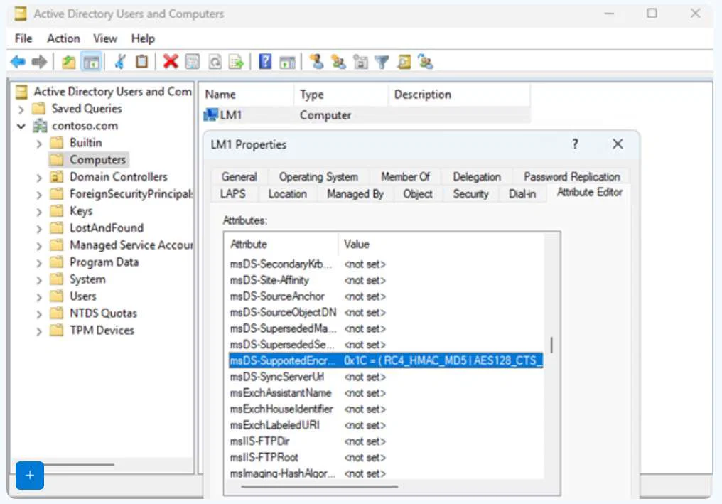 Microsoft Confirms Upcoming Deprecation of RC4 Encryption 2 Active Directory Users and Computers