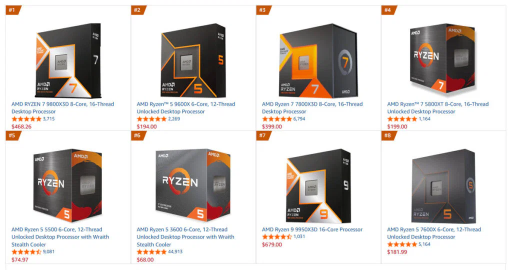 AMD Leaves Intel Behind in Amazon’s Best-Selling CPU Rankings 2 Best Sellers in Computer CPU Processors on Amazon