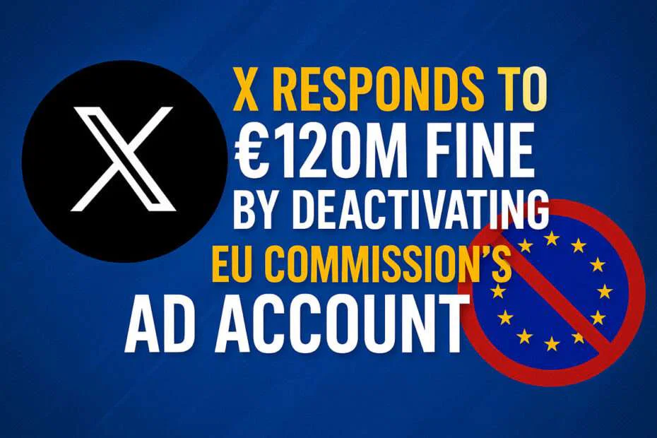 X Responds to €120M Fine by Deactivating EU Commission’s Ad Account 1 X Responds to €120M Fine by Deactivating EU Commission’s Ad Account