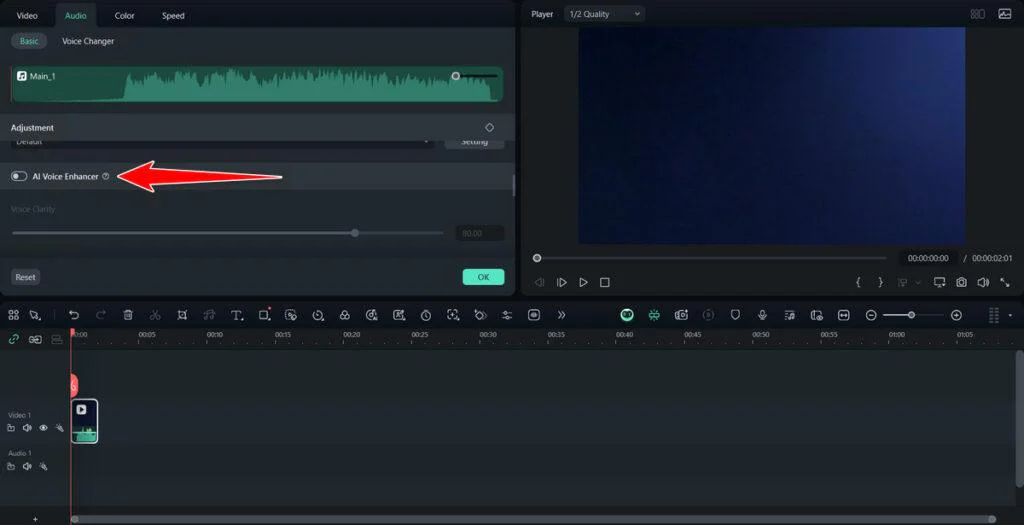 Wondershare Filmora Version 14.5.20 Download 2 AI Voice Enhancer in Wondershare Filmora Version 14.5.20
