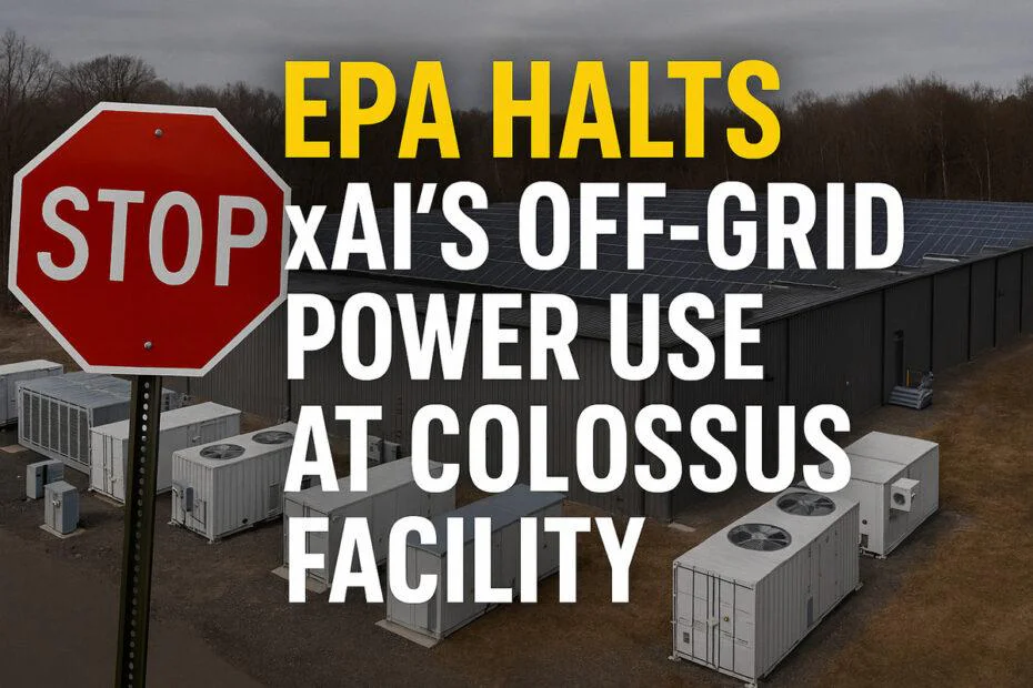EPA Halts xAI’s Off-Grid Power Use at Colossus Facility