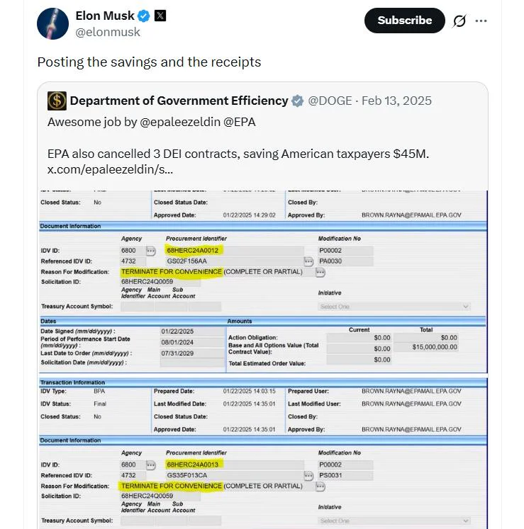 EPA Halts xAI’s Off-Grid Power Use at Colossus Facility 3 Elon Musk retweeted Zeldin's post.