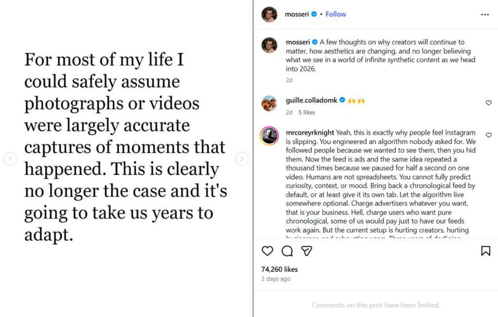 Instagram Chief Cautions Users as AI Alters Online Reality 2 Mosseris post on Instagram Slide 15