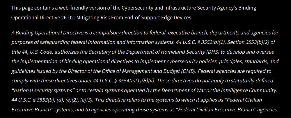 CISA Orders Federal Agencies to Remove Outdated Routers 3 Publication by CISA.gov
