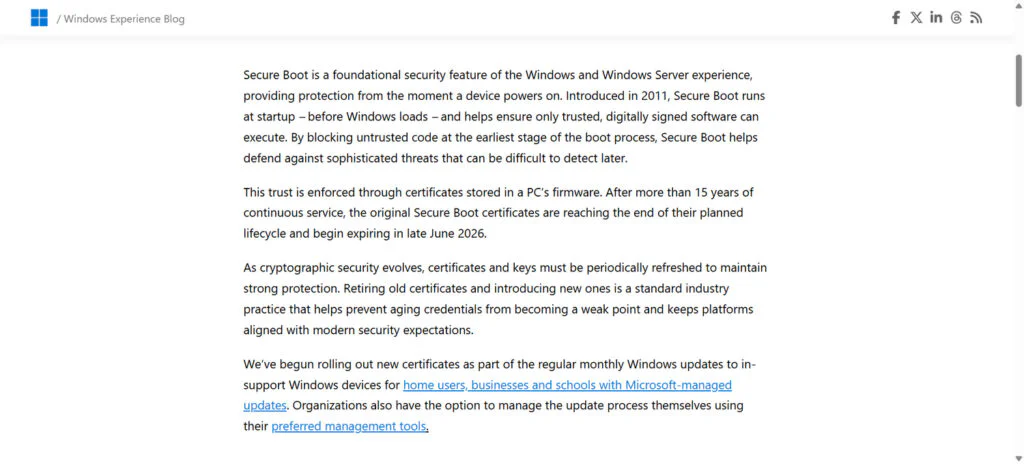 Windows Secure Boot Certificates Set to Expire After 15 Years 2 Publication from Microsoft