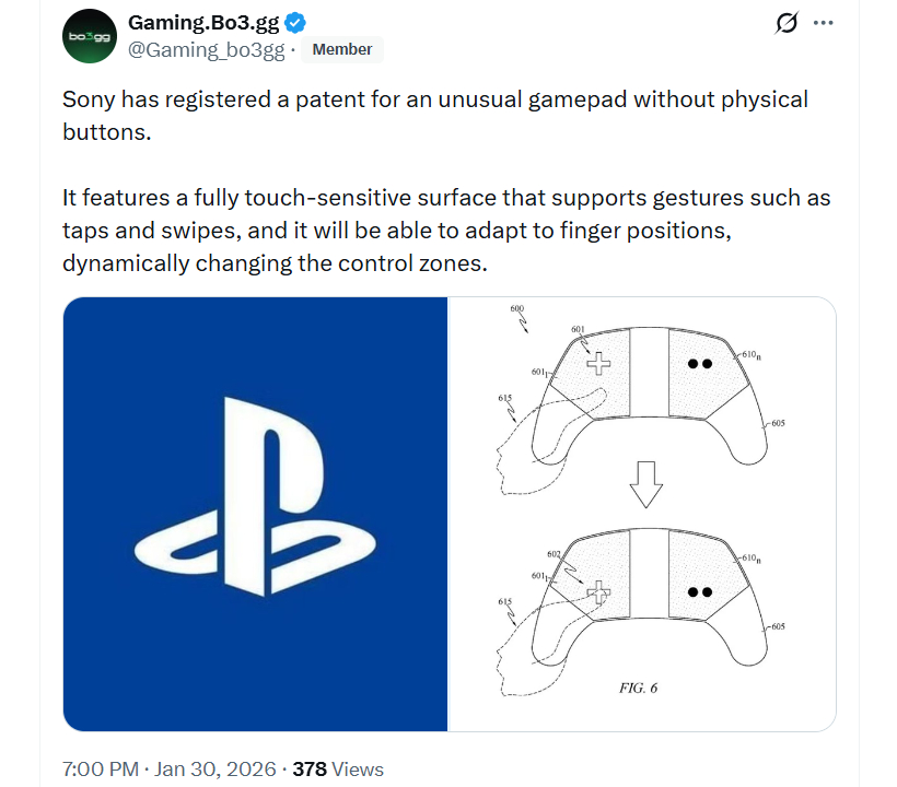 Sony Teases the Future of PlayStation Controllers With a Buttonless Design 2 Sony has registered a patent for an unusual gamepad without physical buttons.