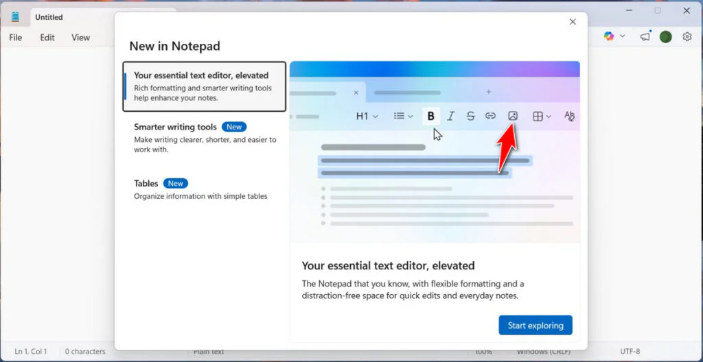 Microsoft Might Add Image Feature to Notepad in Windows 2 The Picture Icon Indicates This Feature May Be Added