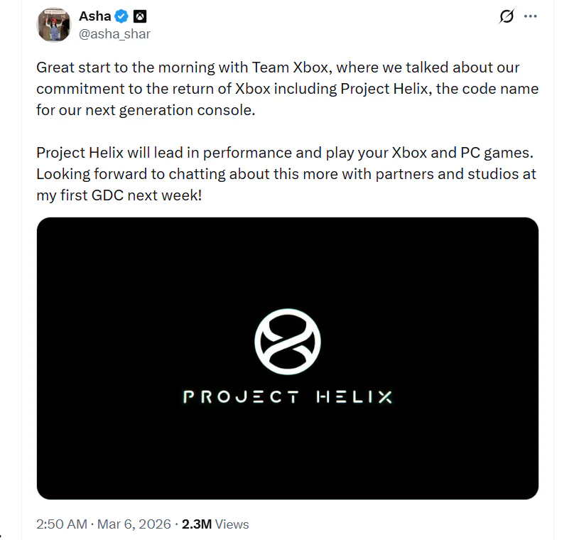 Microsoft’s “Project Helix” Will Run Both Xbox and PC Games 2 A post by @asha_shar on X