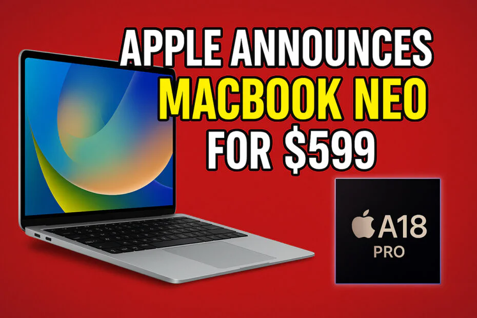 Apple Announces MacBook Neo for $599 with A18 Pro Chip