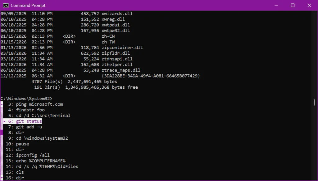 Windows Command Prompt Gets Faster and Smarter 3 New “pop-up” history window view on CMD