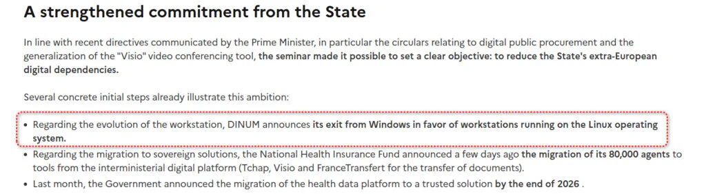 France Government Starts Transition from Windows to Linux Platforms 2 Information that has been translated into English.