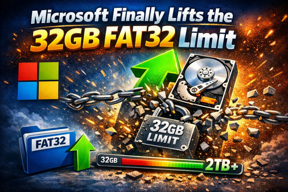Microsoft Finally Lifts the 32GB FAT32 Limit