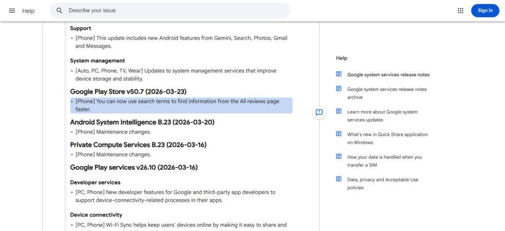 Google Enhances Play Store with Searchable User Reviews 2 Notes on the Google support page