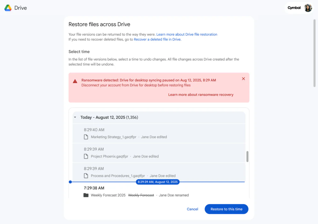 Google Drive Gets Ransomware Protection 3 Ransomware detection and file restoration for Google Drive Interface