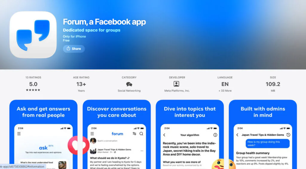Meta Released a Reddit-Like Discussion Platform Called Forum 2 Forum a Facebook App