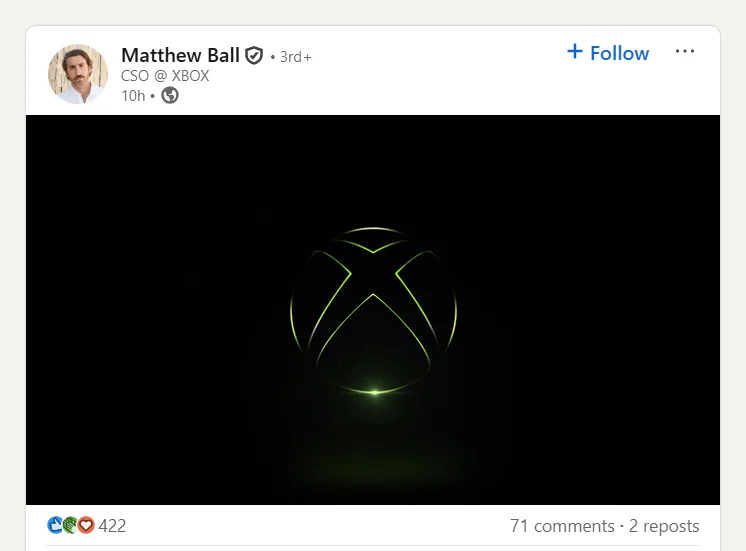 Microsoft Hires Gaming Analyst to Help Fix Xbox 2 Matthew Ball's post on LinkedIn