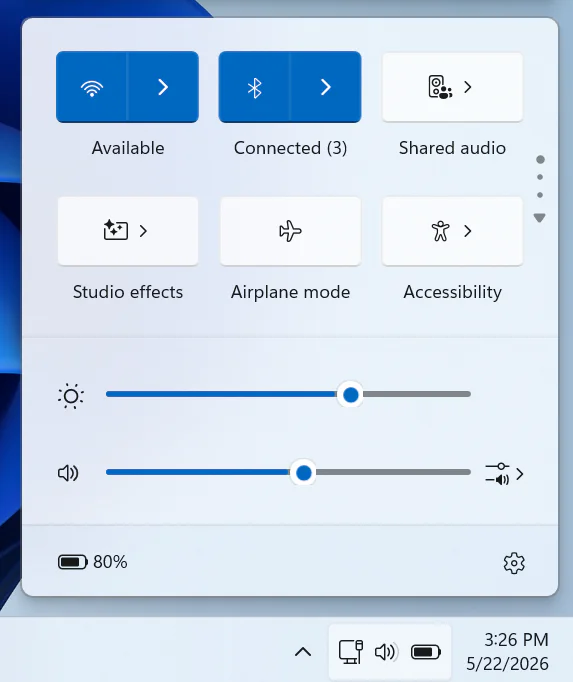 Windows Finally Lets You Share Audio to Two Bluetooth Headphones 2 Quick Settings