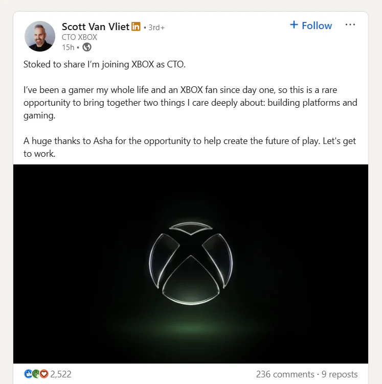 Microsoft Hires Gaming Analyst to Help Fix Xbox 3 Scott Van Vliet's post on LinkedIn