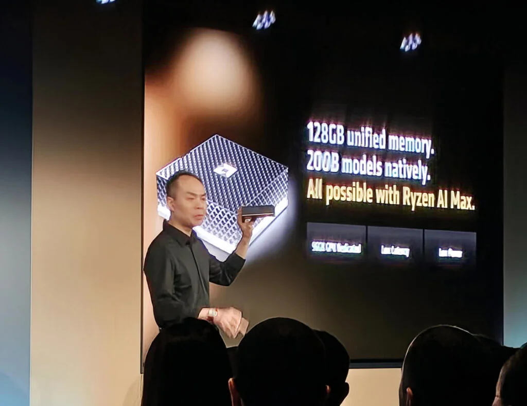 AMD Preps Ryzen AI Halo Mini PC for June 2 The images show Huynh holding the mini PC