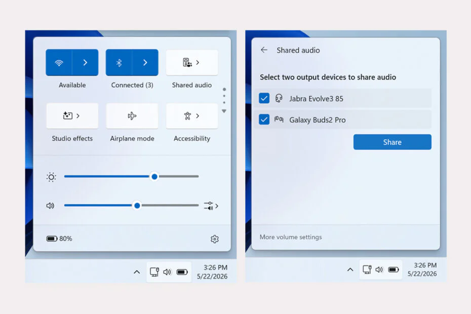 Windows Finally Lets You Share Audio to Two Bluetooth Headphones 2 Windows Shared audio