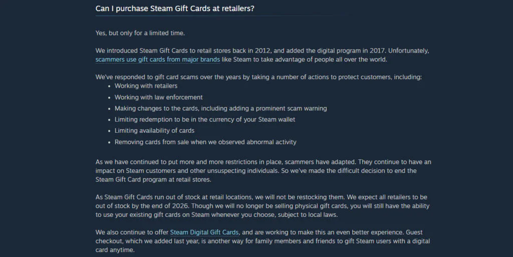 Valve to End Physical Steam Gift Cards 2 Steam stops Steam Gift Cards