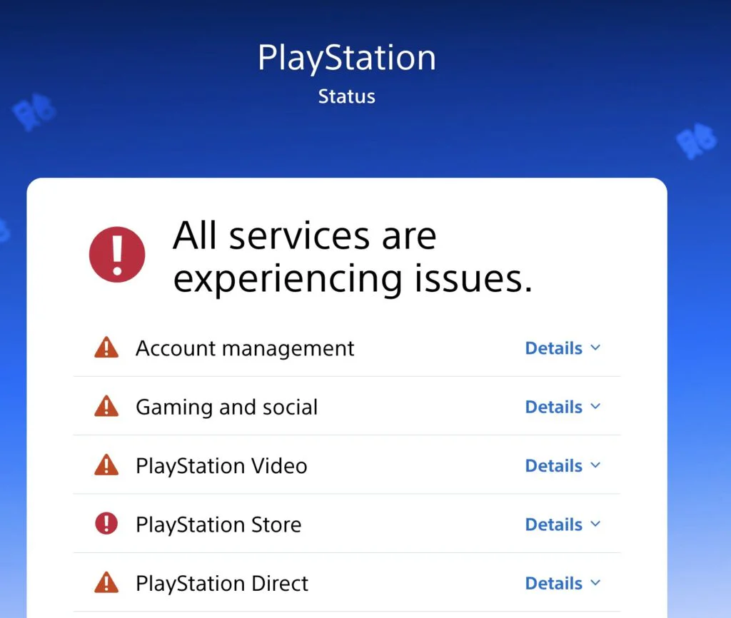 Xbox Services Suffer Widespread Outage as Microsoft Works on a Fix 2 Playstation Status Page