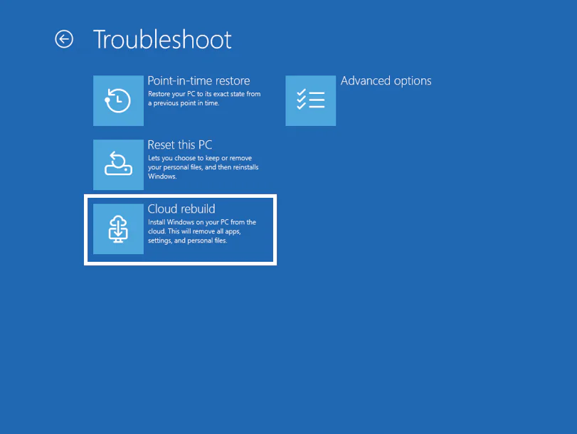 Windows 11 Gets Cloud Rebuild for Full OS Recovery Without USB Drives 2 Cloud rebuild on Windows 11