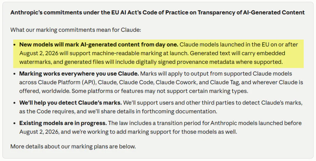 Anthropic Adds Invisible Watermarks to Claude-Generated Text 2 Articles available on Claude Support