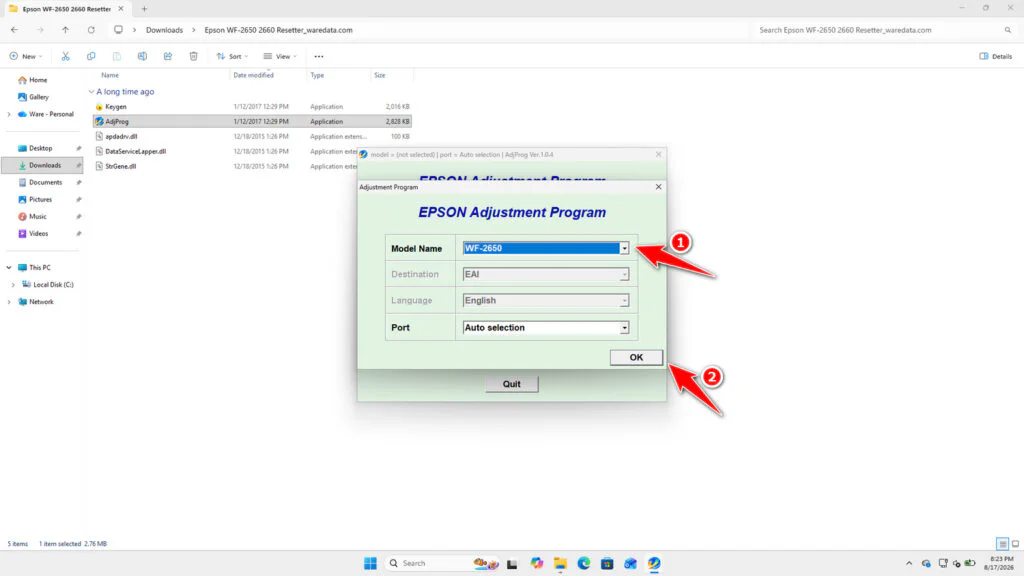 Epson WF2650 & WF2660 Resetter 3 How to Use Epson WF2650 & WF2660 Resetter - Step 2
